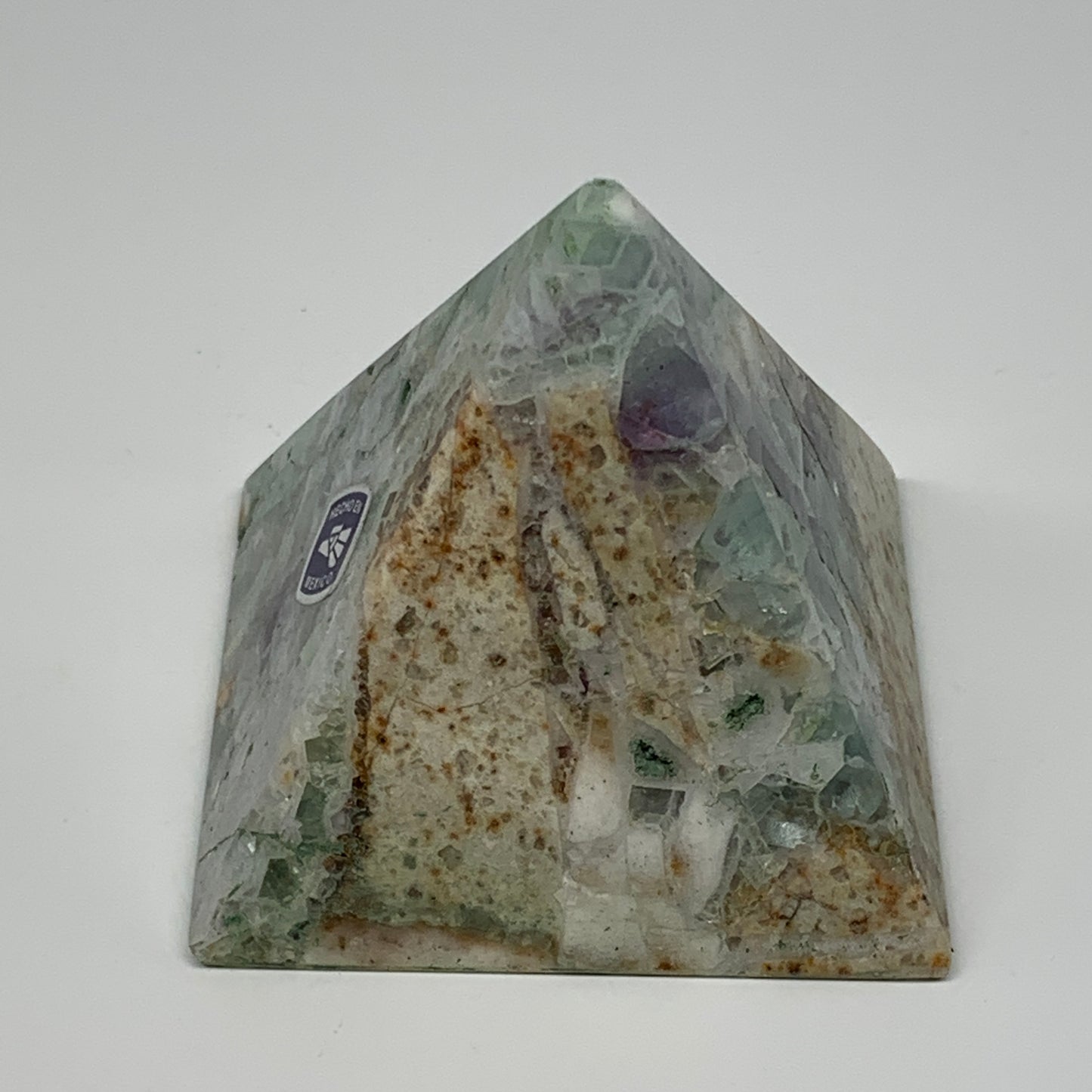 211.1g, 2.1"x2.5"x2.3" Natural Green Fluorite Pyramid Crystal Gemstone @Mexico,