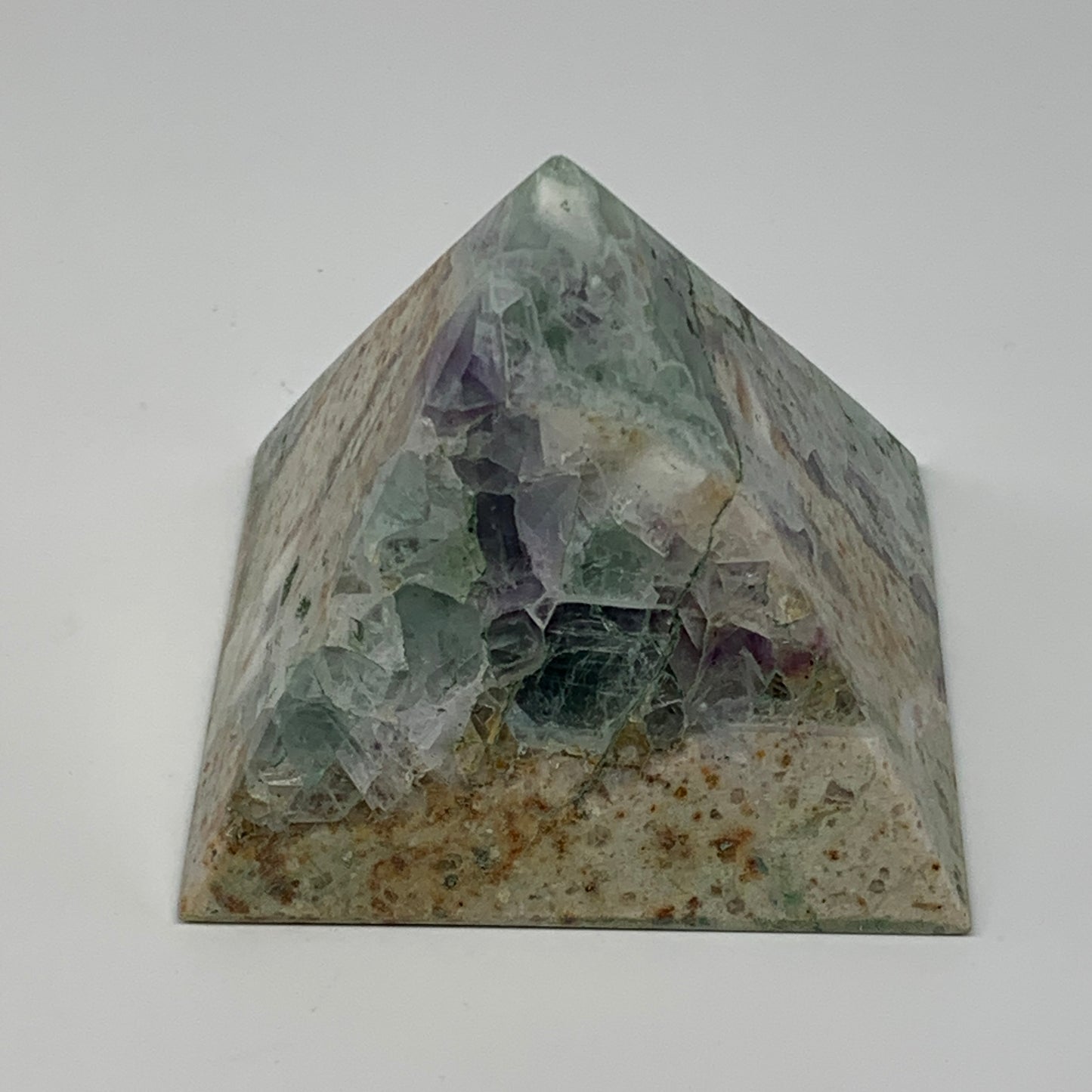 211.1g, 2.1"x2.5"x2.3" Natural Green Fluorite Pyramid Crystal Gemstone @Mexico,