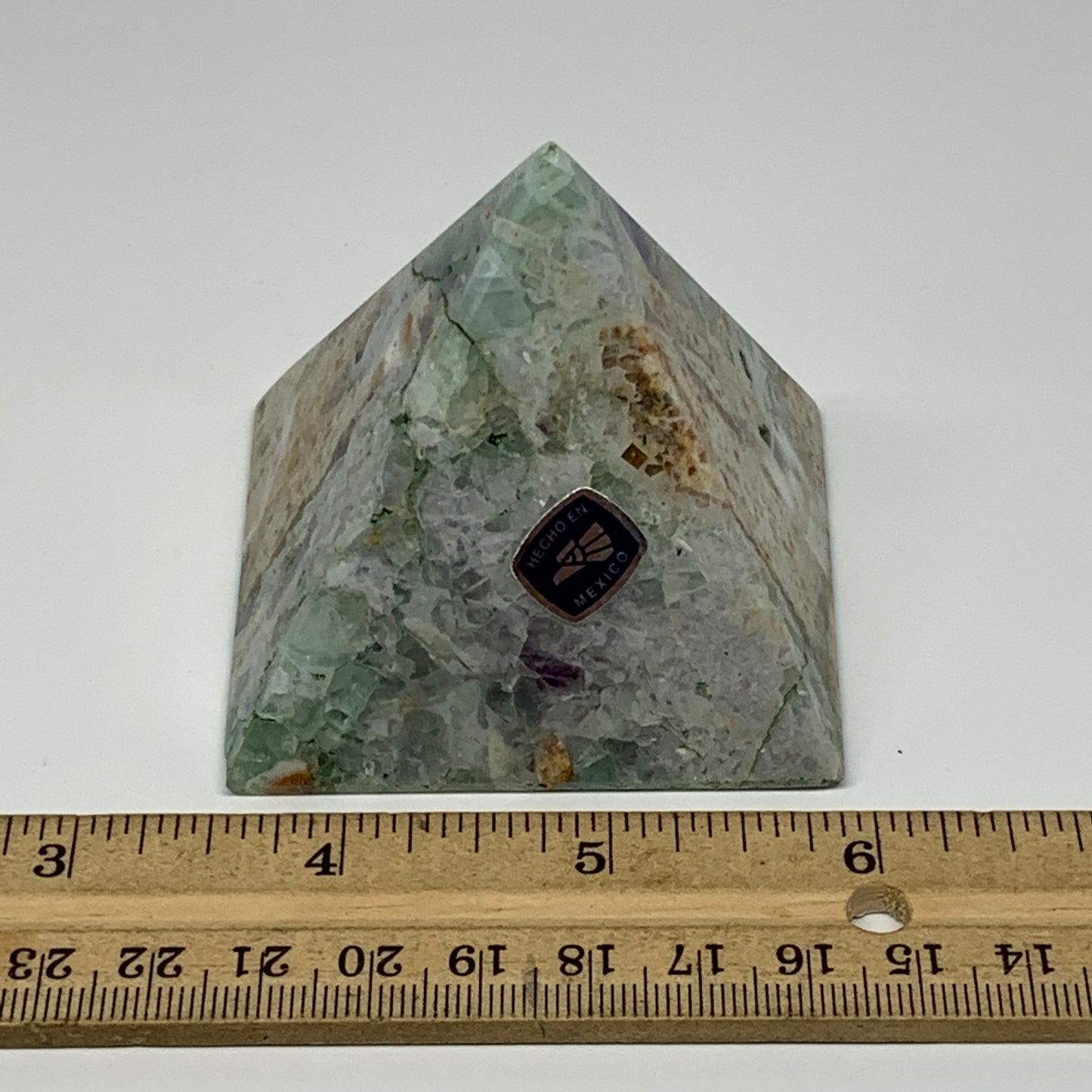 211.1g, 2.1"x2.5"x2.3" Natural Green Fluorite Pyramid Crystal Gemstone @Mexico,