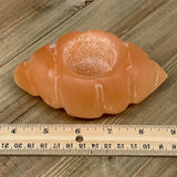 410-450g, 5"x2.9"x2" Orange Selenite Candle Holder Marquise Shape from Morocco