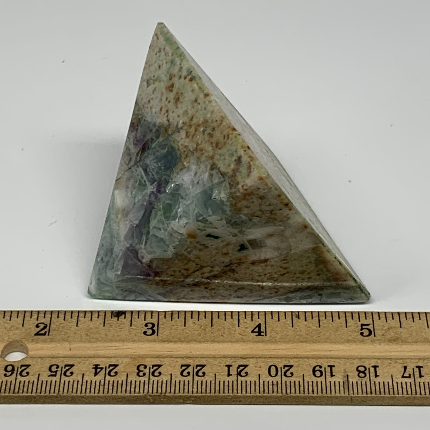 211.1g, 2.1"x2.5"x2.3" Natural Green Fluorite Pyramid Crystal Gemstone @Mexico,
