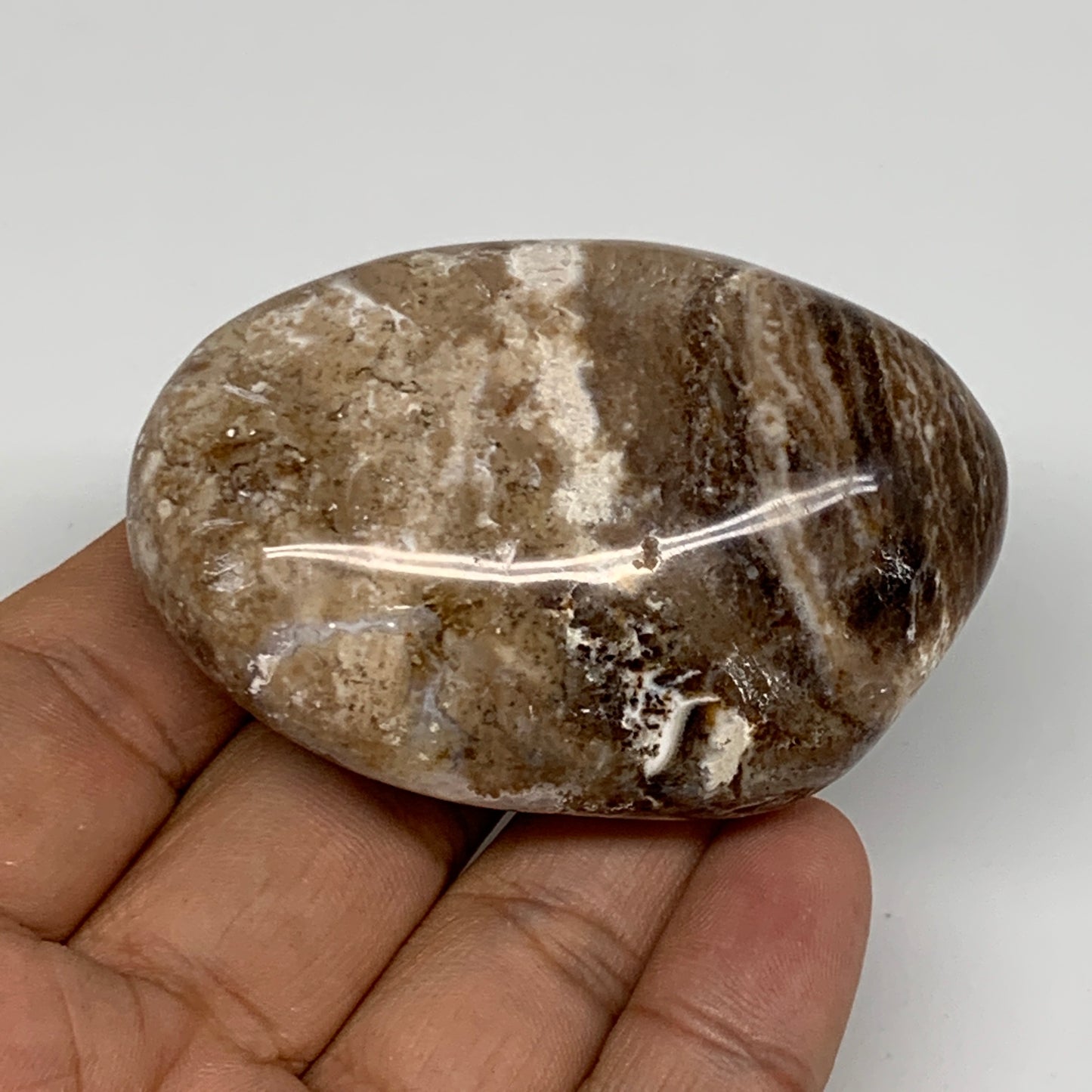 73.3g, 2.4"x1.7"x0.9", Natural Black Opal Crystal PalmStone Polished Reiki,B9715