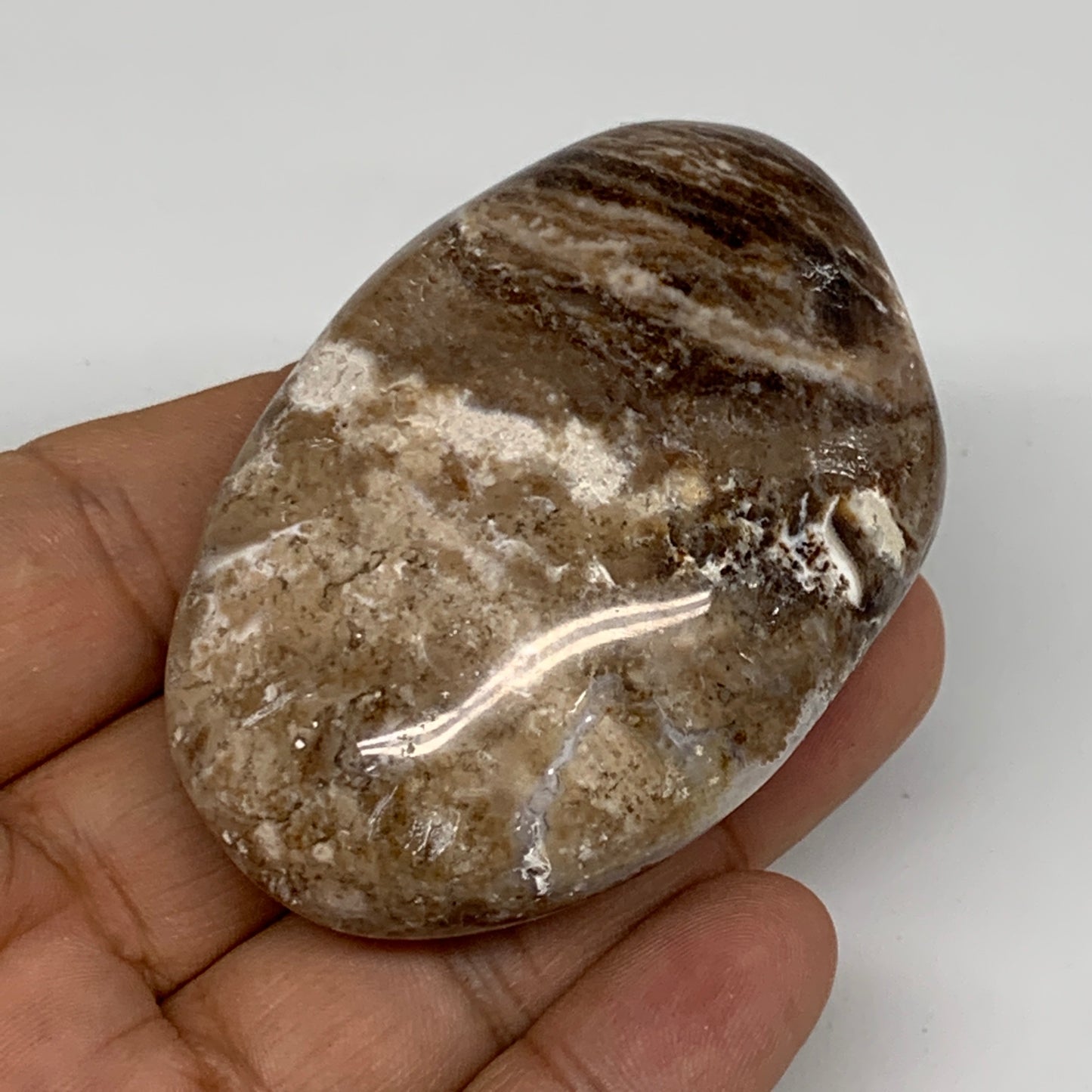 73.3g, 2.4"x1.7"x0.9", Natural Black Opal Crystal PalmStone Polished Reiki,B9715