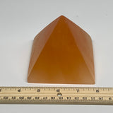 678g, 3.3"x3.8" Orange Selenite/Satin Spar Pyramid Crystal @Morocco, B24198