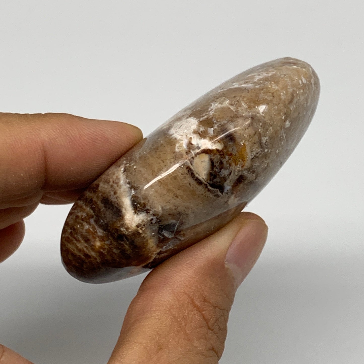 73.3g, 2.4"x1.7"x0.9", Natural Black Opal Crystal PalmStone Polished Reiki,B9715