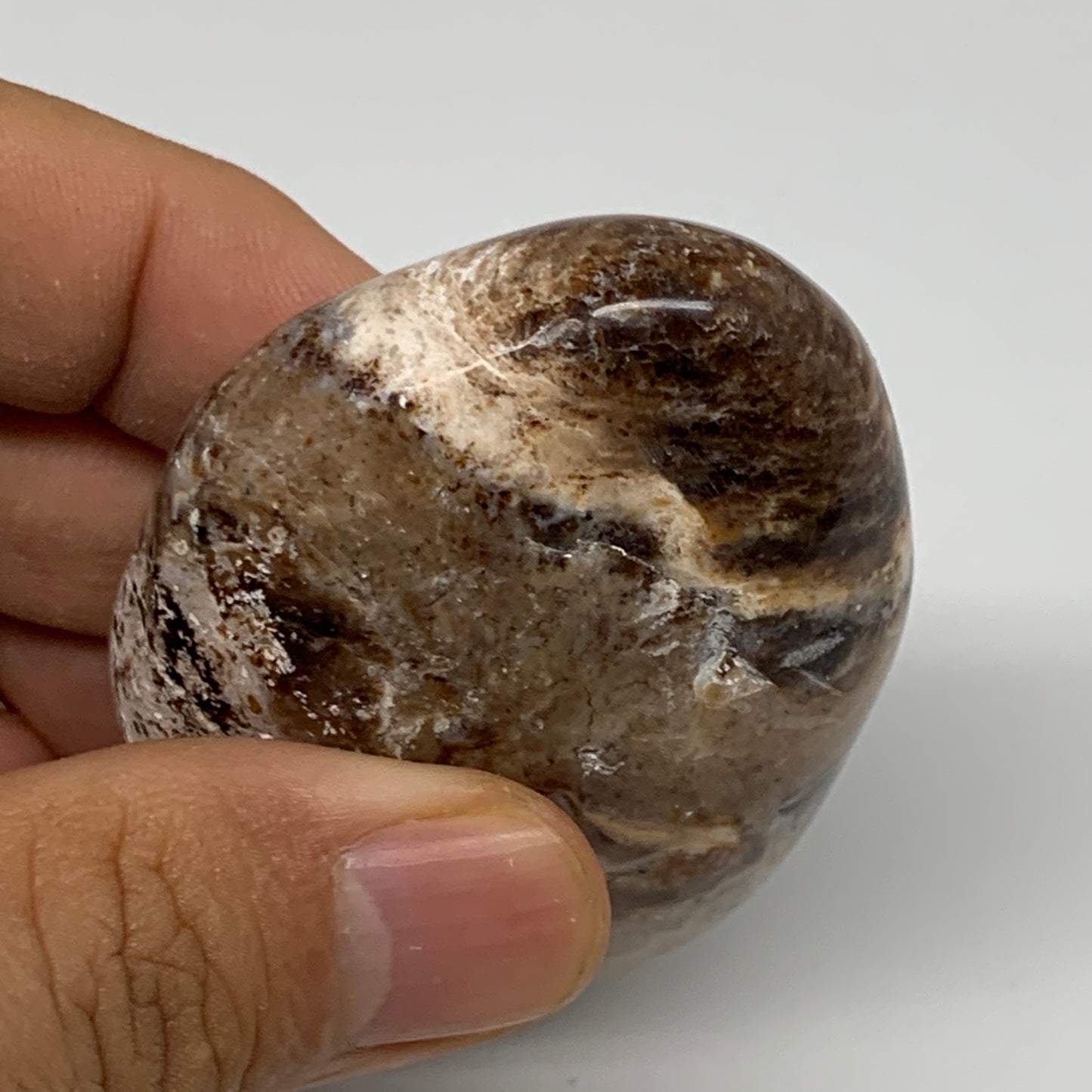 73.3g, 2.4"x1.7"x0.9", Natural Black Opal Crystal PalmStone Polished Reiki,B9715