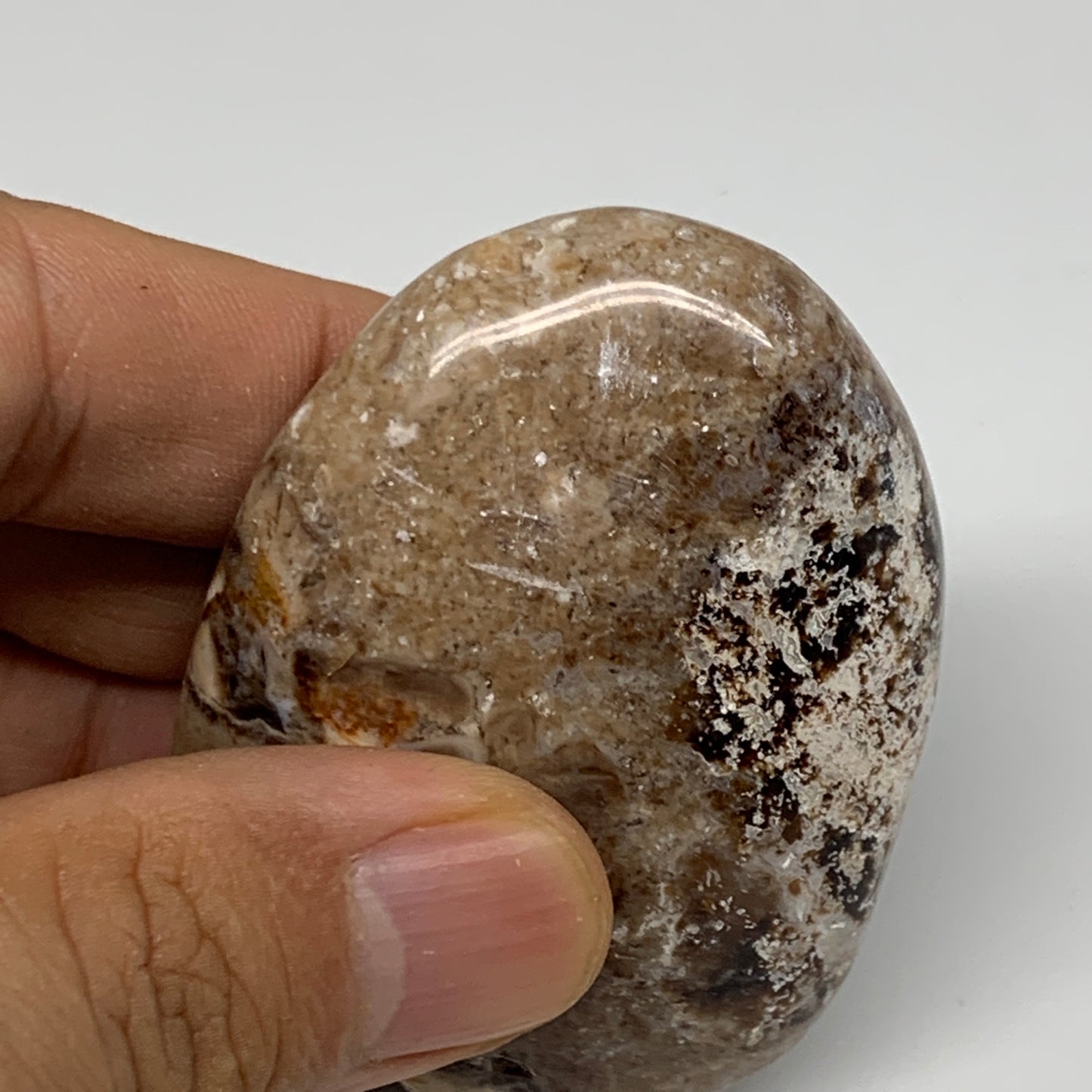 73.3g, 2.4"x1.7"x0.9", Natural Black Opal Crystal PalmStone Polished Reiki,B9715