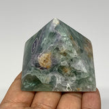 162.4g, 1.8"x2.2" Natural Green Fluorite Pyramid Crystal Gemstone @Mexico, B1860