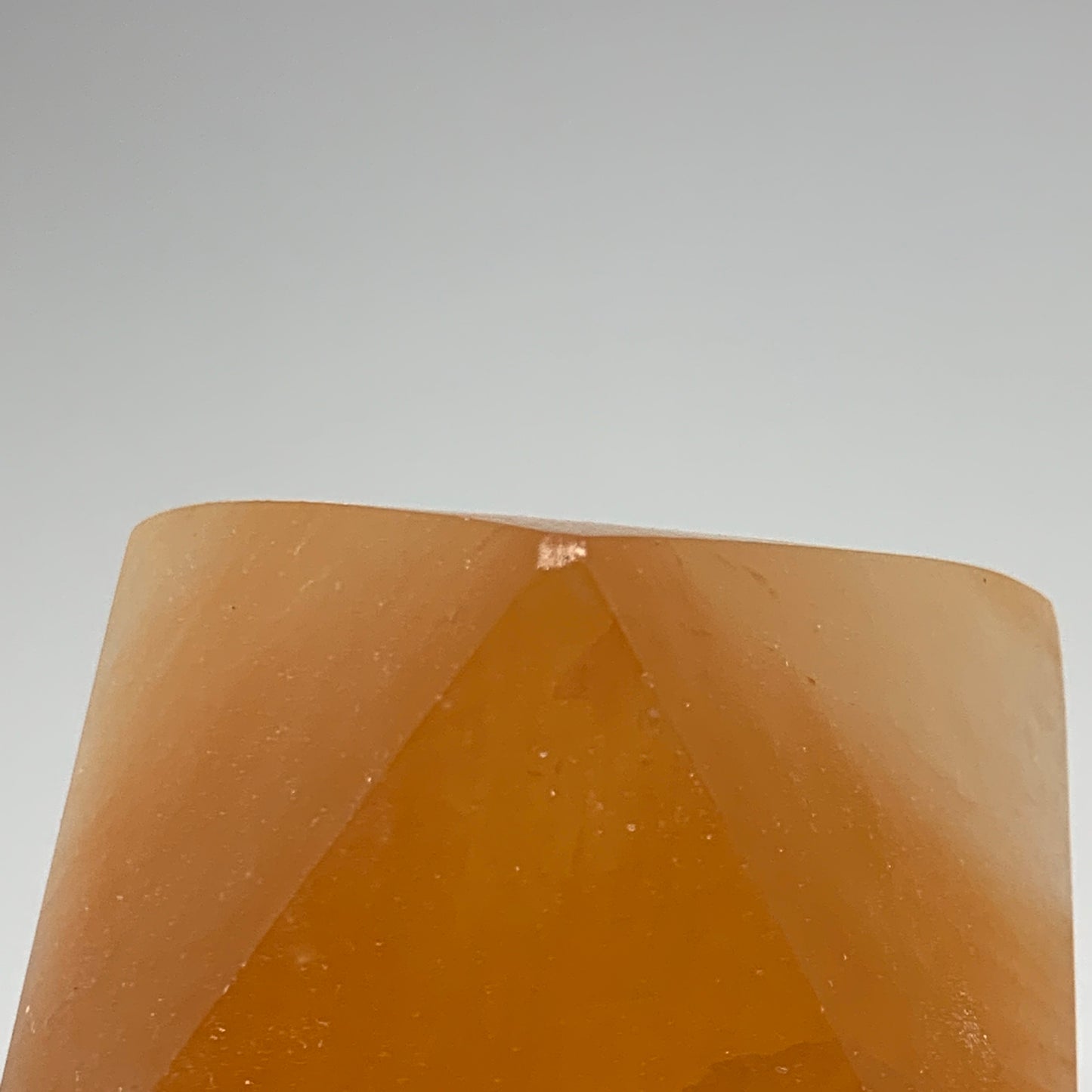 558g, 2.9"x3.5" Orange Selenite/Satin Spar Pyramid Crystal @Morocco, B24199