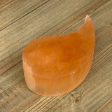 230-280g, 3.9"x2.1"x1.5" Orange Selenite Candle Holder Wave Shape from Morocco