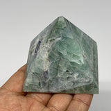 214.6g, 2.2"x2.4"x2.3" Natural Green Fluorite Pyramid Crystal Gemstone @Mexico,