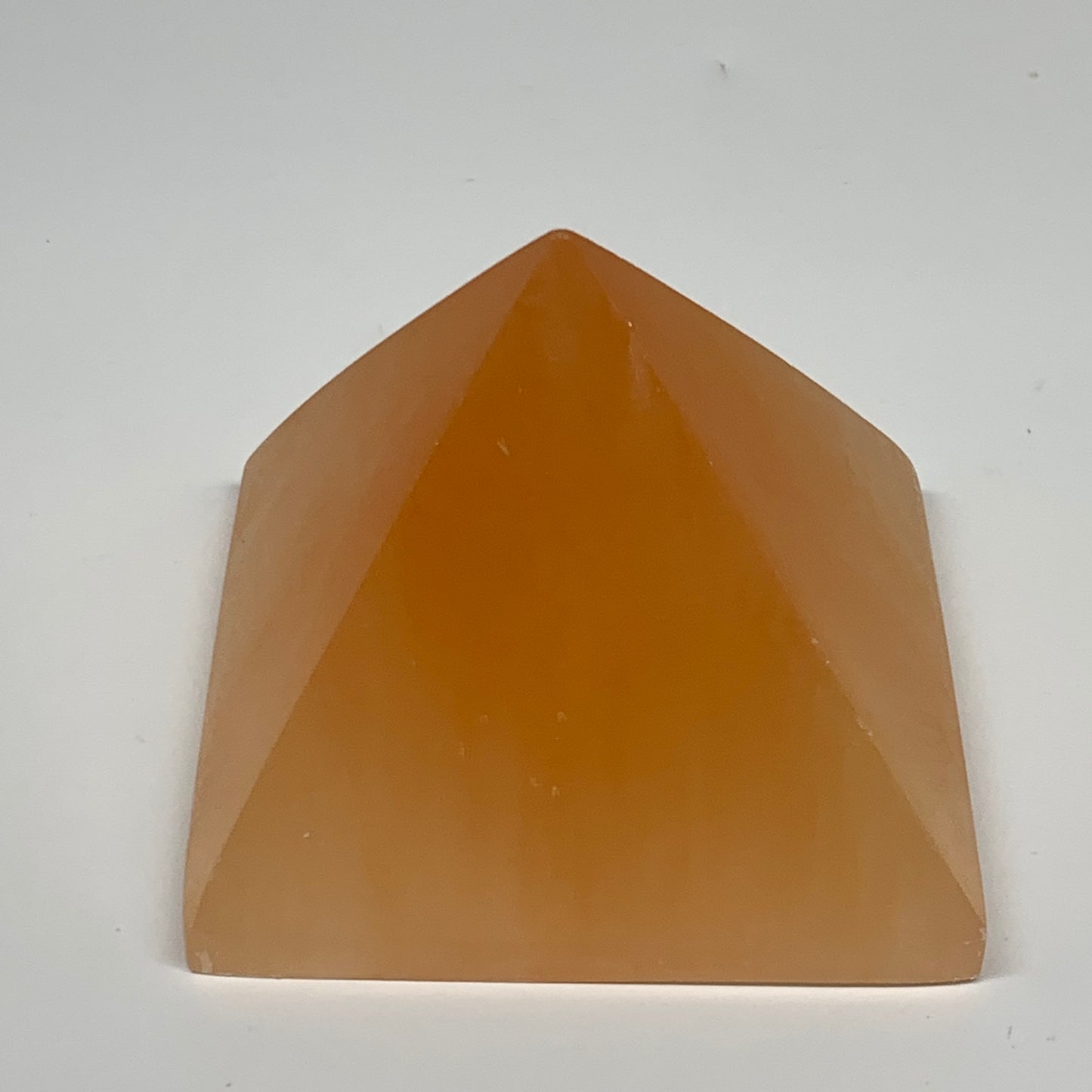 608g, 2.9"x3.6" Orange Selenite/Satin Spar Pyramid Crystal @Morocco, B24200
