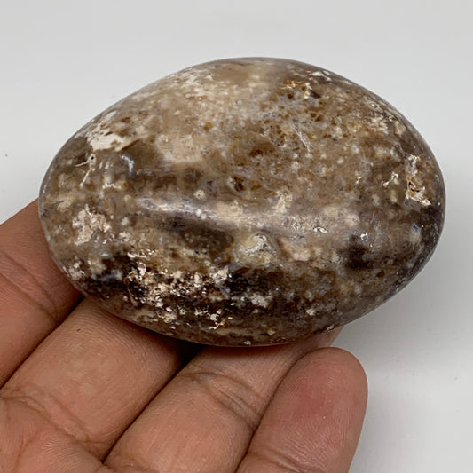 74.9g, 2.4"x1.8"x1", Natural Black Opal Crystal PalmStone Polished Reiki,B9717