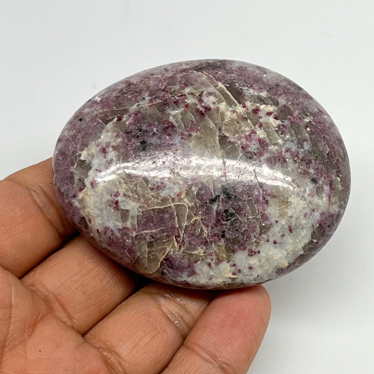 115.3g,2.6"x2.1"x0.9" Tourmaline Rubellite Palm-Stone Reiki @Madagascar,B21985