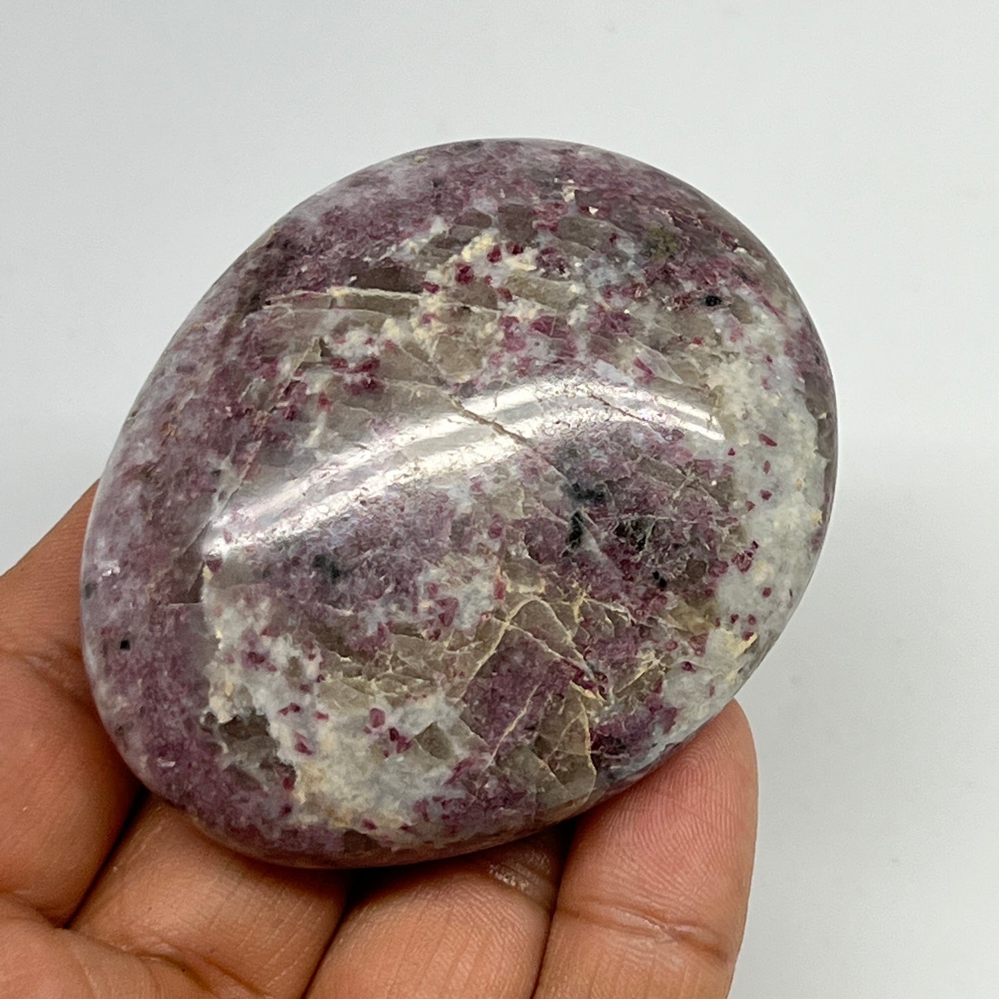 115.3g,2.6"x2.1"x0.9" Tourmaline Rubellite Palm-Stone Reiki @Madagascar,B21985
