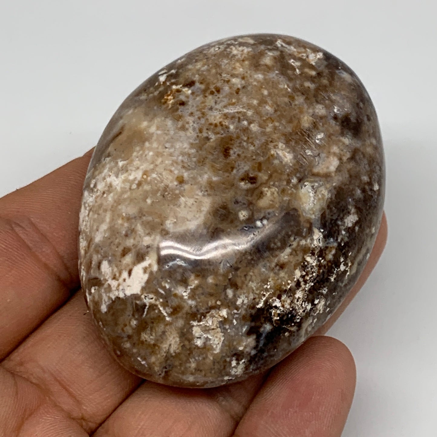 74.9g, 2.4"x1.8"x1", Natural Black Opal Crystal PalmStone Polished Reiki,B9717