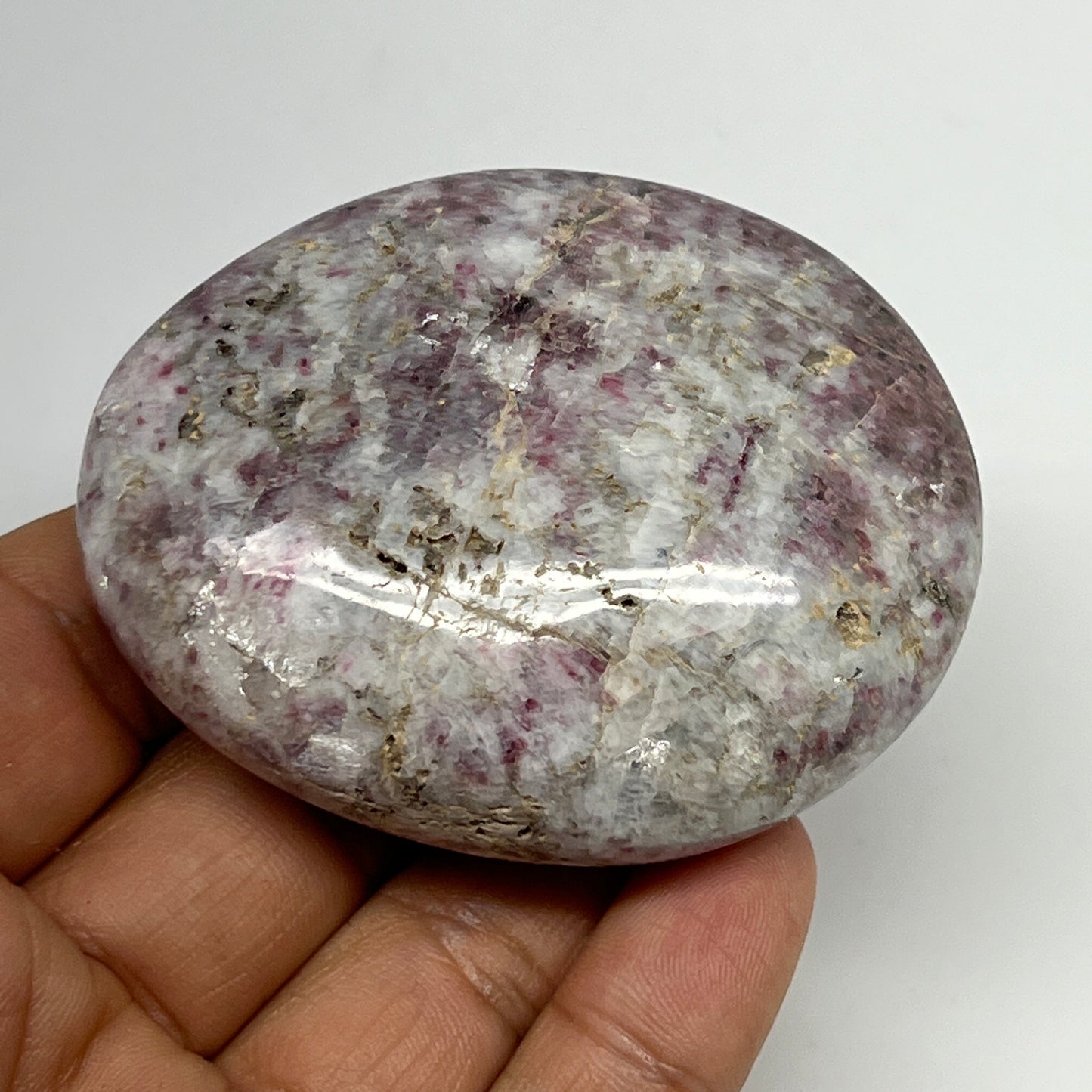 115.3g,2.6"x2.1"x0.9" Tourmaline Rubellite Palm-Stone Reiki @Madagascar,B21985