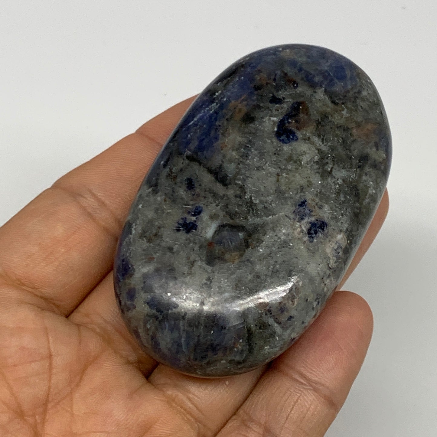 97.1g, 2.7"x1.6"x0.8", Sodalite Palm-Stone Crystal Polished Handmade, B21752
