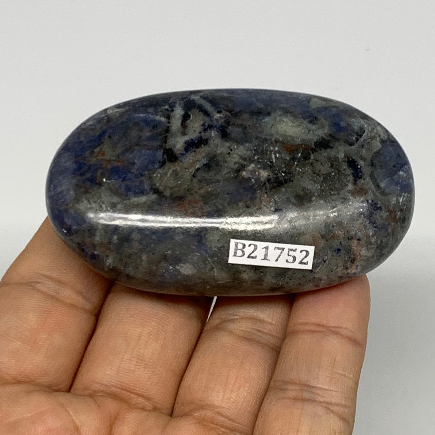 97.1g, 2.7"x1.6"x0.8", Sodalite Palm-Stone Crystal Polished Handmade, B21752