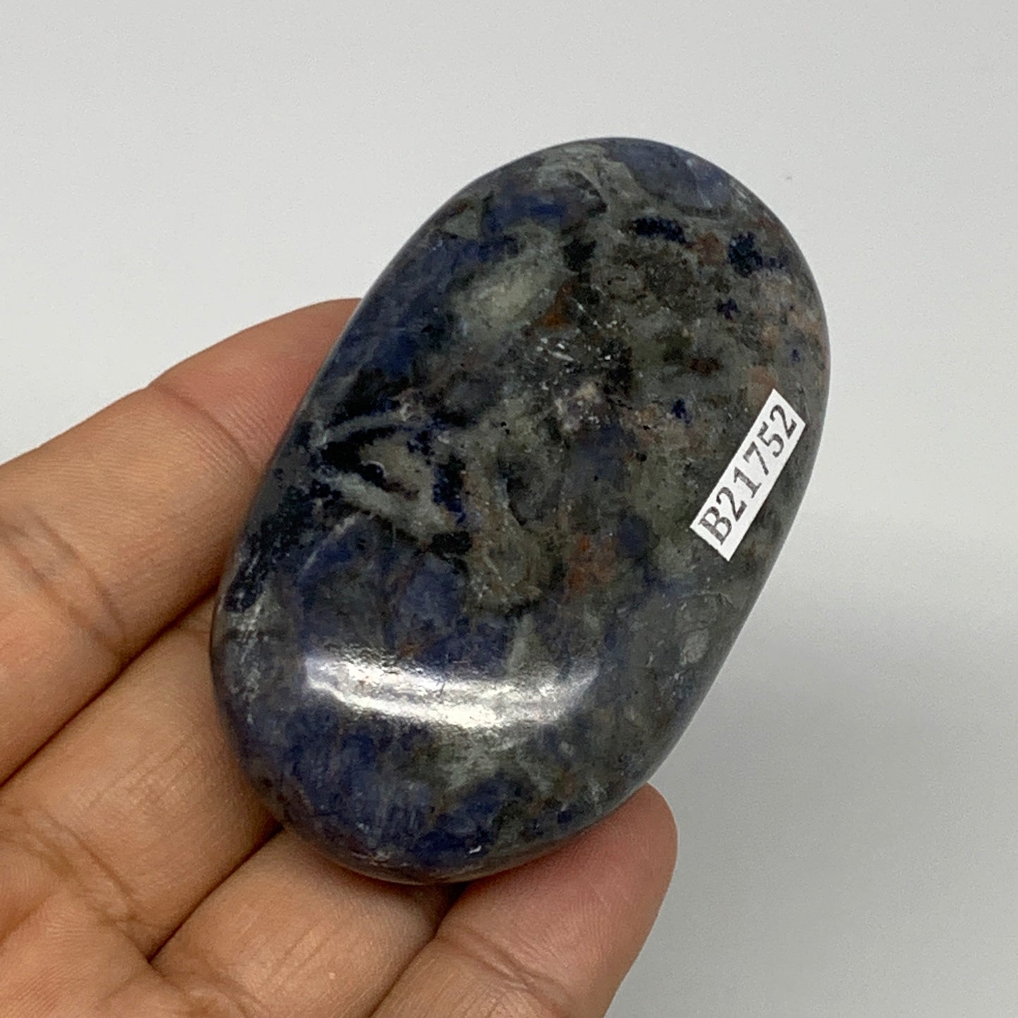 97.1g, 2.7"x1.6"x0.8", Sodalite Palm-Stone Crystal Polished Handmade, B21752