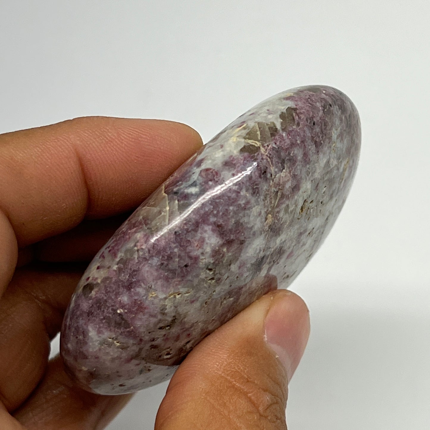 115.3g,2.6"x2.1"x0.9" Tourmaline Rubellite Palm-Stone Reiki @Madagascar,B21985