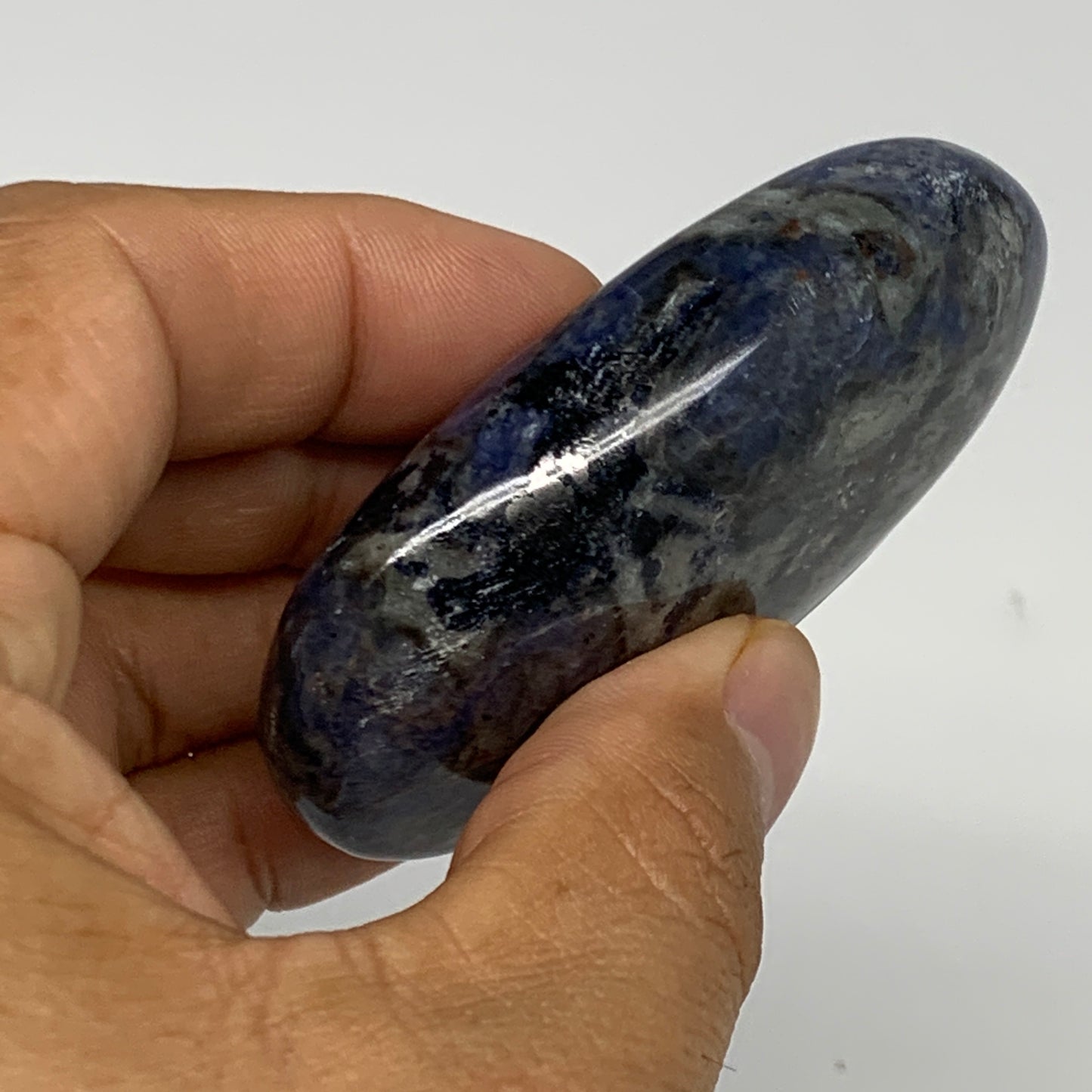 97.1g, 2.7"x1.6"x0.8", Sodalite Palm-Stone Crystal Polished Handmade, B21752