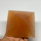 608g, 2.9"x3.6" Orange Selenite/Satin Spar Pyramid Crystal @Morocco, B24201