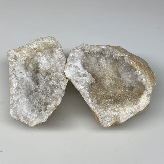 2.48Lbs,5.1"x4.6"x3.4", 1 Pair, Natural Quartz Geodes Sculpture @Morocco,B10547