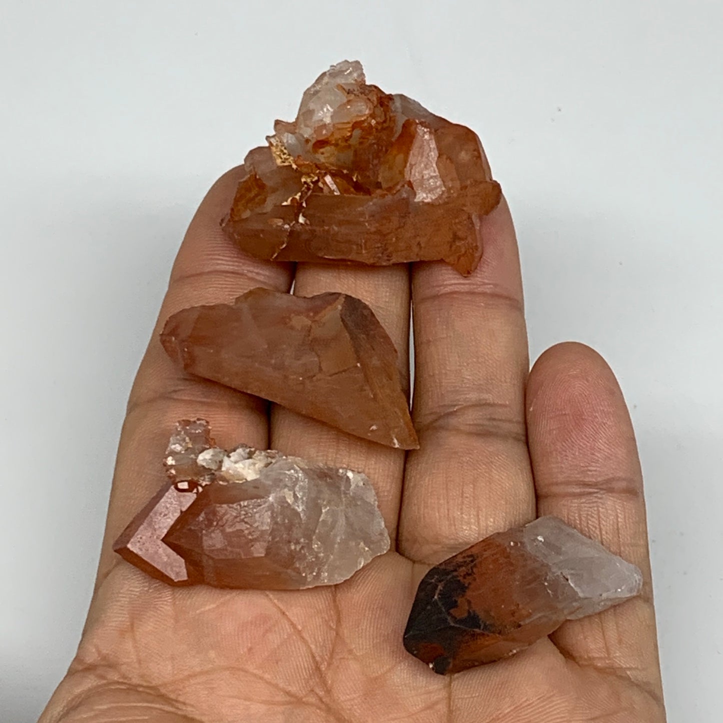 47.1g, 1.4"-1.6", 4pcs, Natural Red Quartz Crystal Terminated @Morocco, B11349