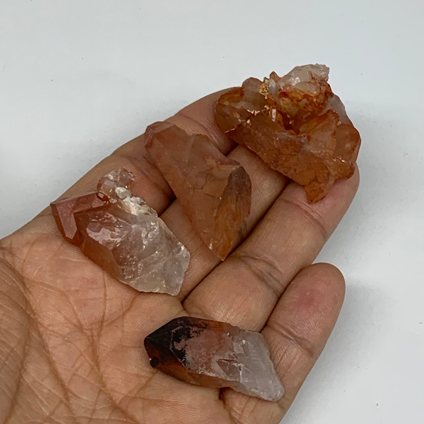 47.1g, 1.4"-1.6", 4pcs, Natural Red Quartz Crystal Terminated @Morocco, B11349