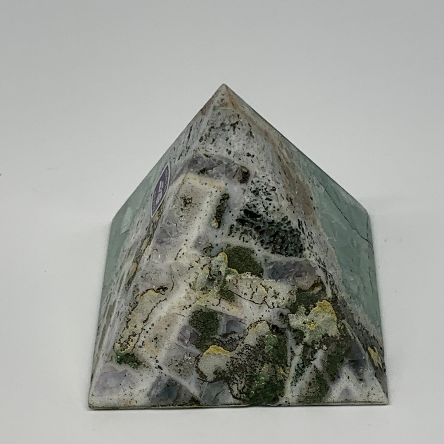229.2g, 2.4"x2.4"x2.5" Natural Green Fluorite Pyramid Crystal Gemstone @Mexico,