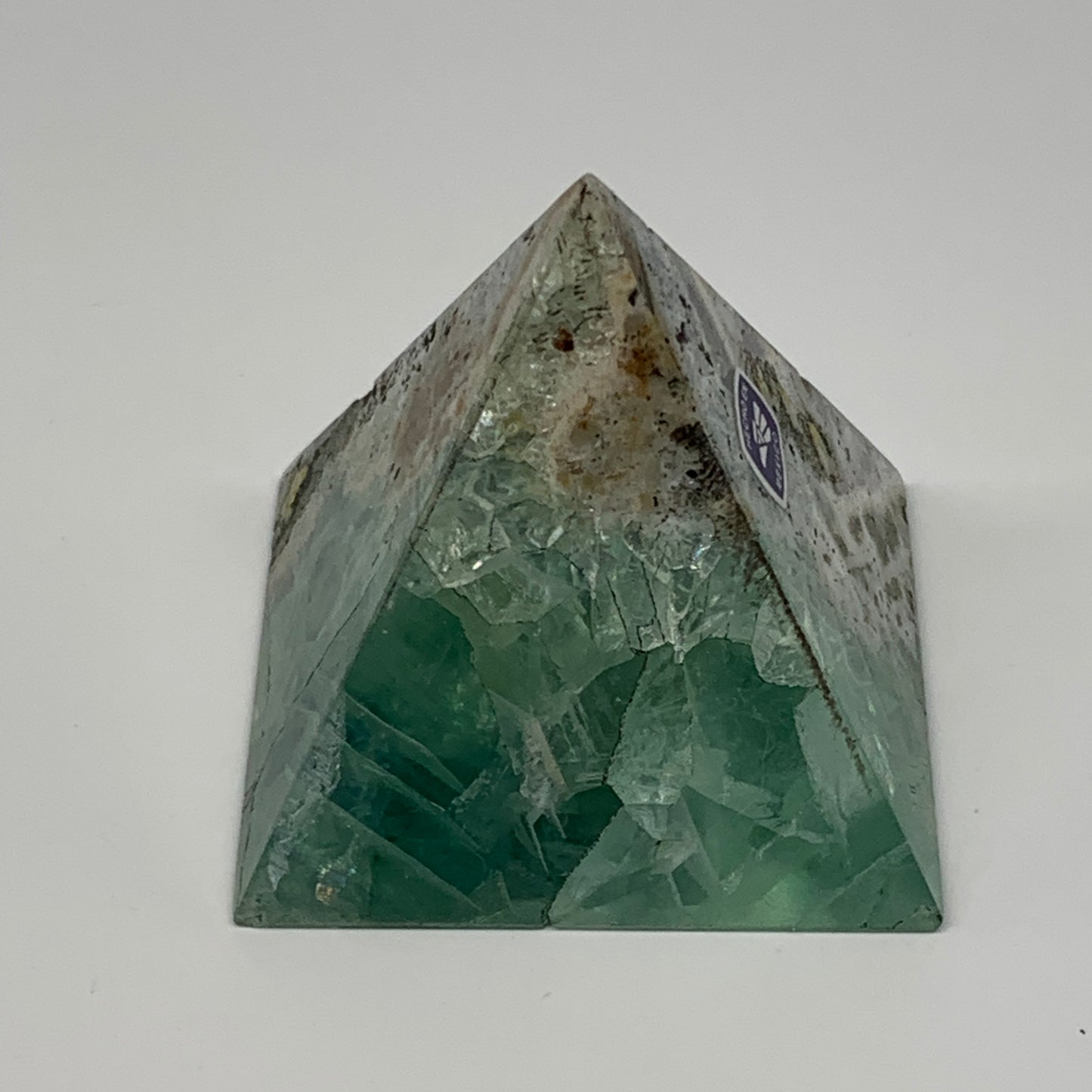 229.2g, 2.4"x2.4"x2.5" Natural Green Fluorite Pyramid Crystal Gemstone @Mexico,