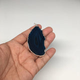 79.5cts, 3"x1.4" Blue Agate Druzy Geode Pendant Silver Plated @Brazil, Bp1261 - watangem.com