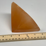 660g, 3"x3.8" Orange Selenite/Satin Spar Pyramid Crystal @Morocco, B24202