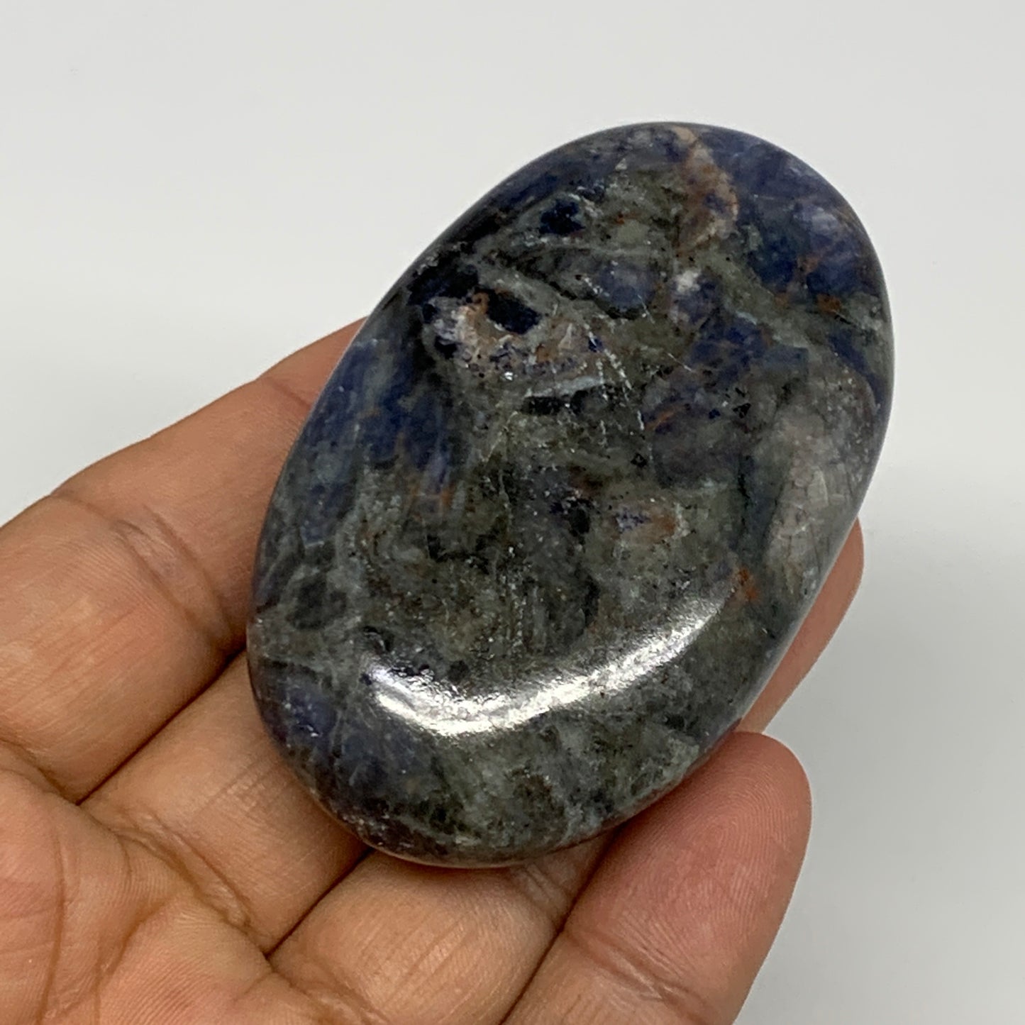 89.8g, 2.6"x1.6"x0.8", Sodalite Palm-Stone Crystal Polished Handmade, B21754