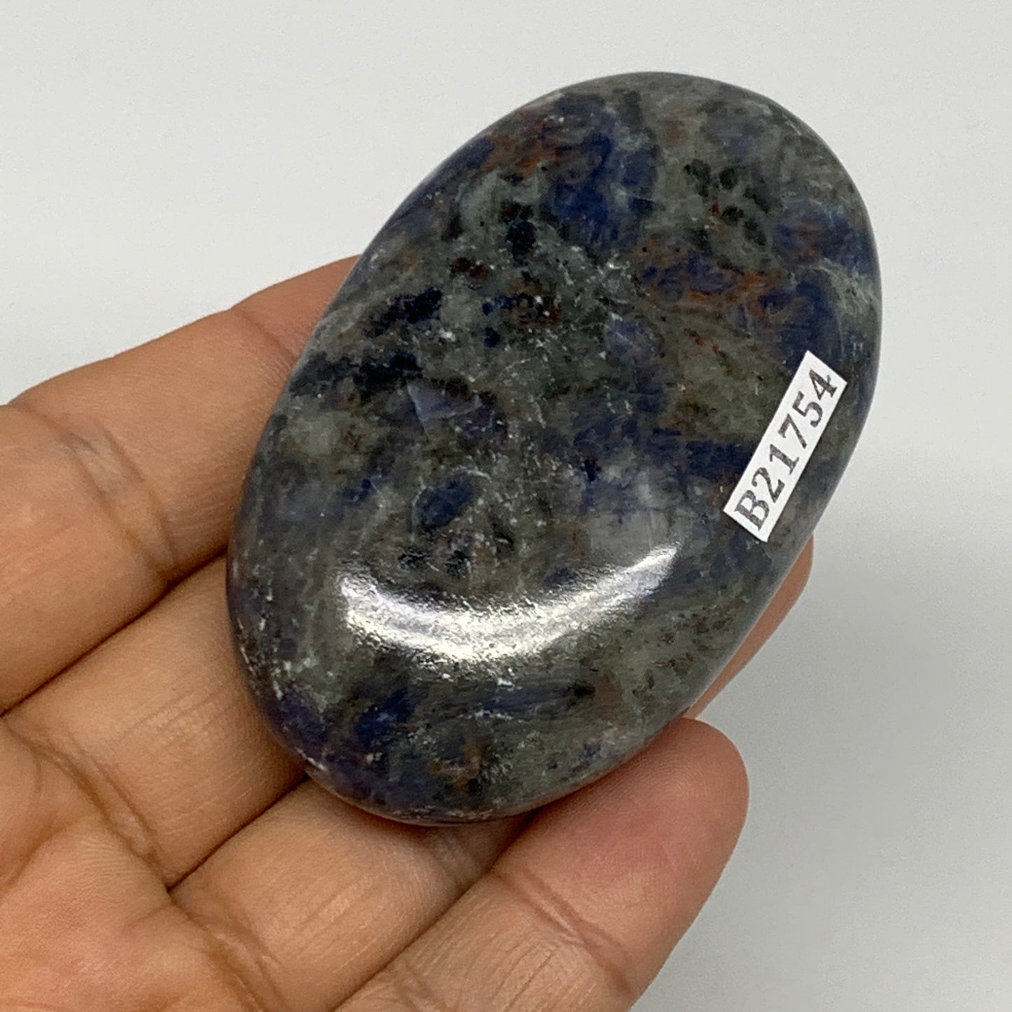 89.8g, 2.6"x1.6"x0.8", Sodalite Palm-Stone Crystal Polished Handmade, B21754