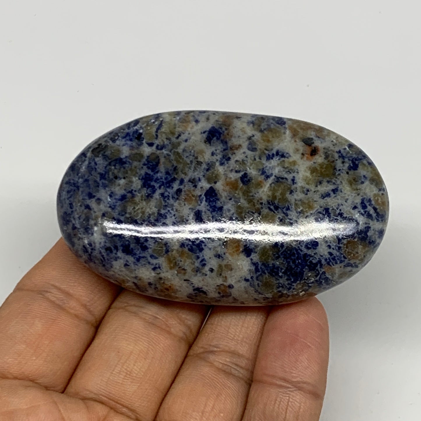 97.9g, 2.7"x1.6"x0.8", Sodalite Palm-Stone Crystal Polished Handmade, B21755