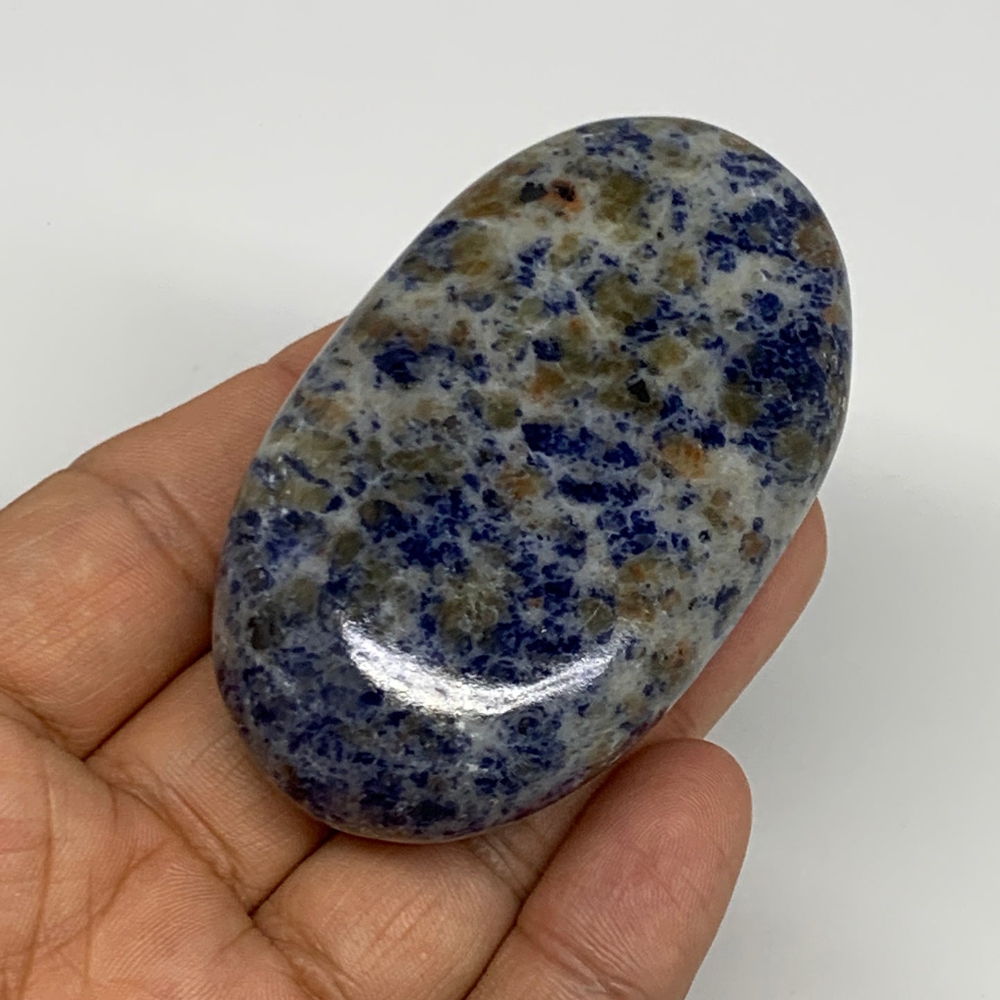 97.9g, 2.7"x1.6"x0.8", Sodalite Palm-Stone Crystal Polished Handmade, B21755