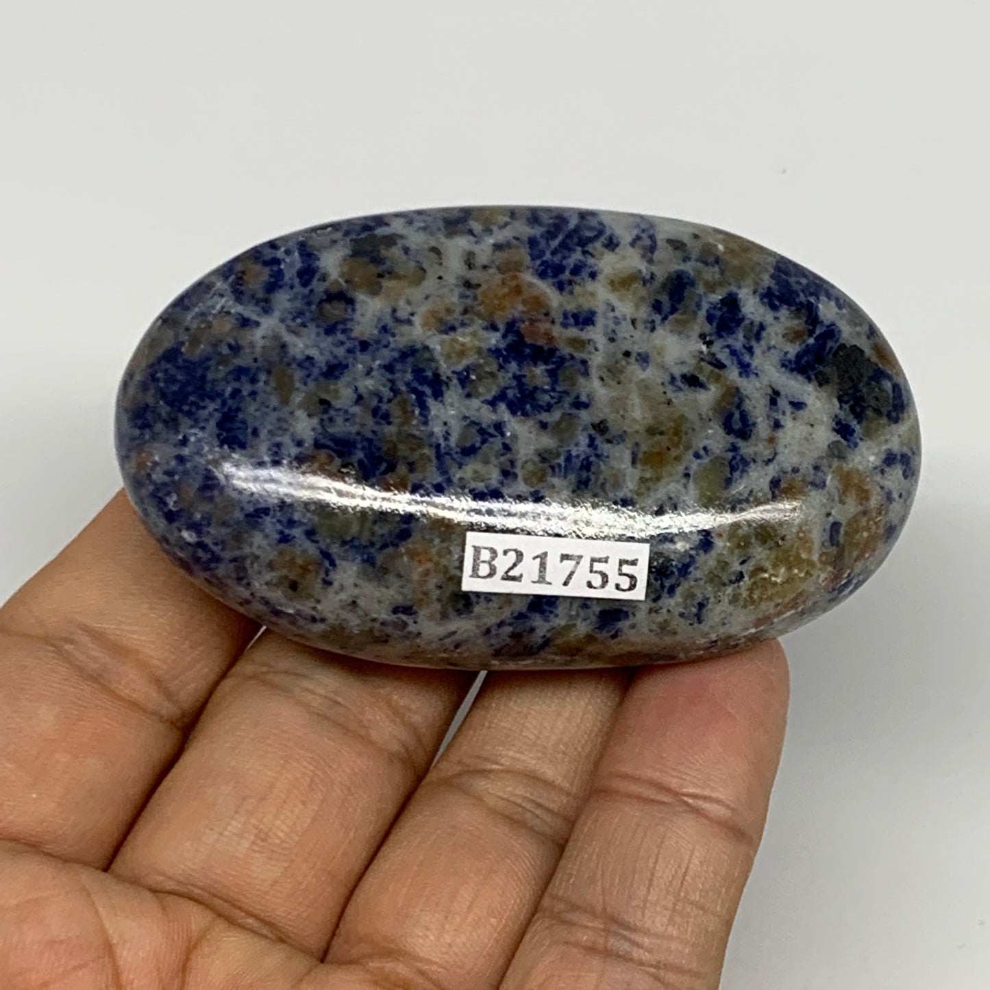 97.9g, 2.7"x1.6"x0.8", Sodalite Palm-Stone Crystal Polished Handmade, B21755