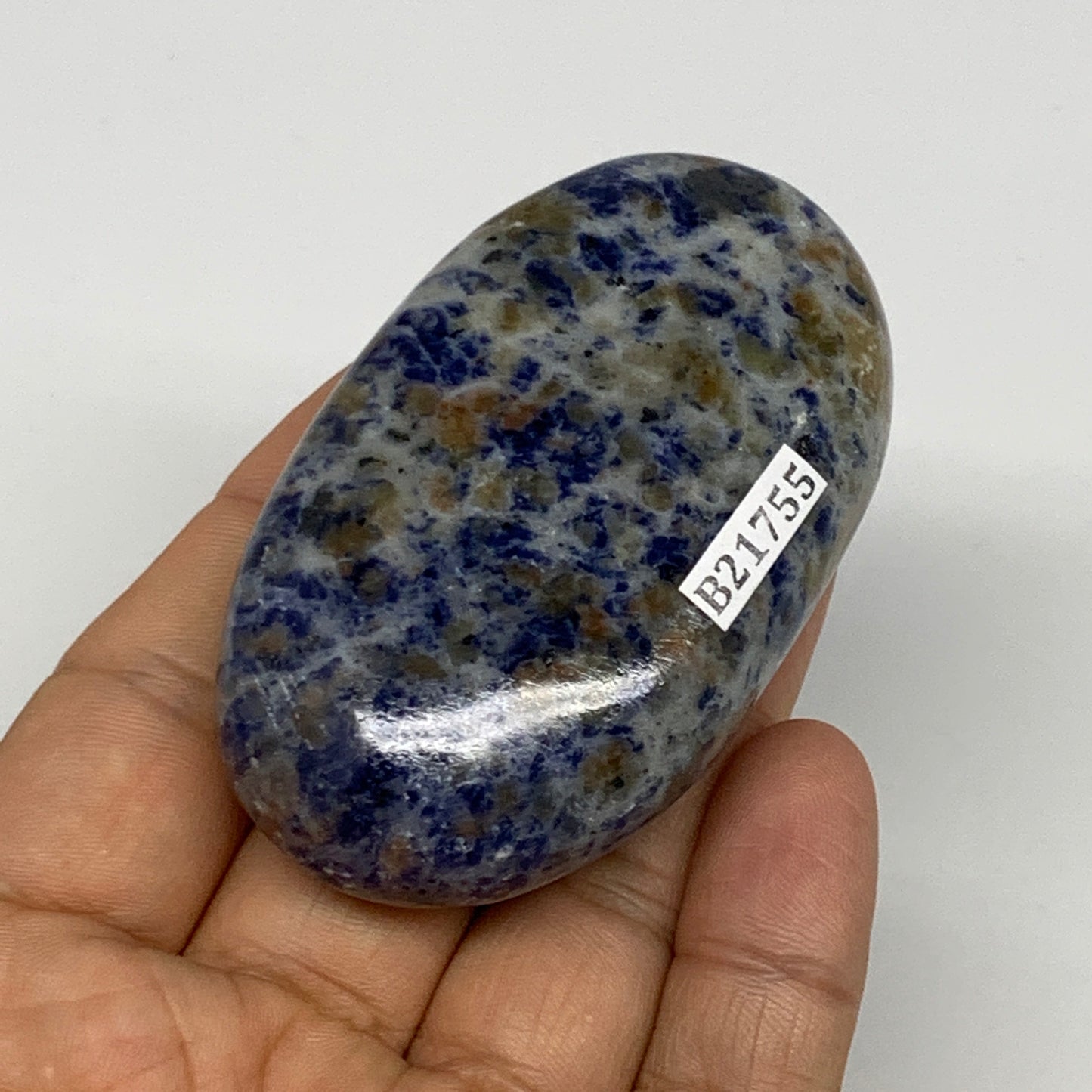 97.9g, 2.7"x1.6"x0.8", Sodalite Palm-Stone Crystal Polished Handmade, B21755