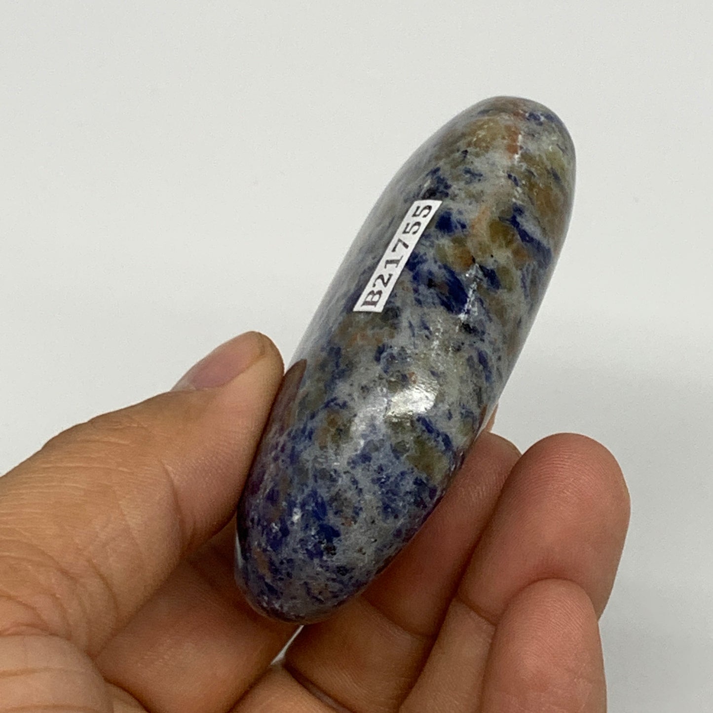 97.9g, 2.7"x1.6"x0.8", Sodalite Palm-Stone Crystal Polished Handmade, B21755