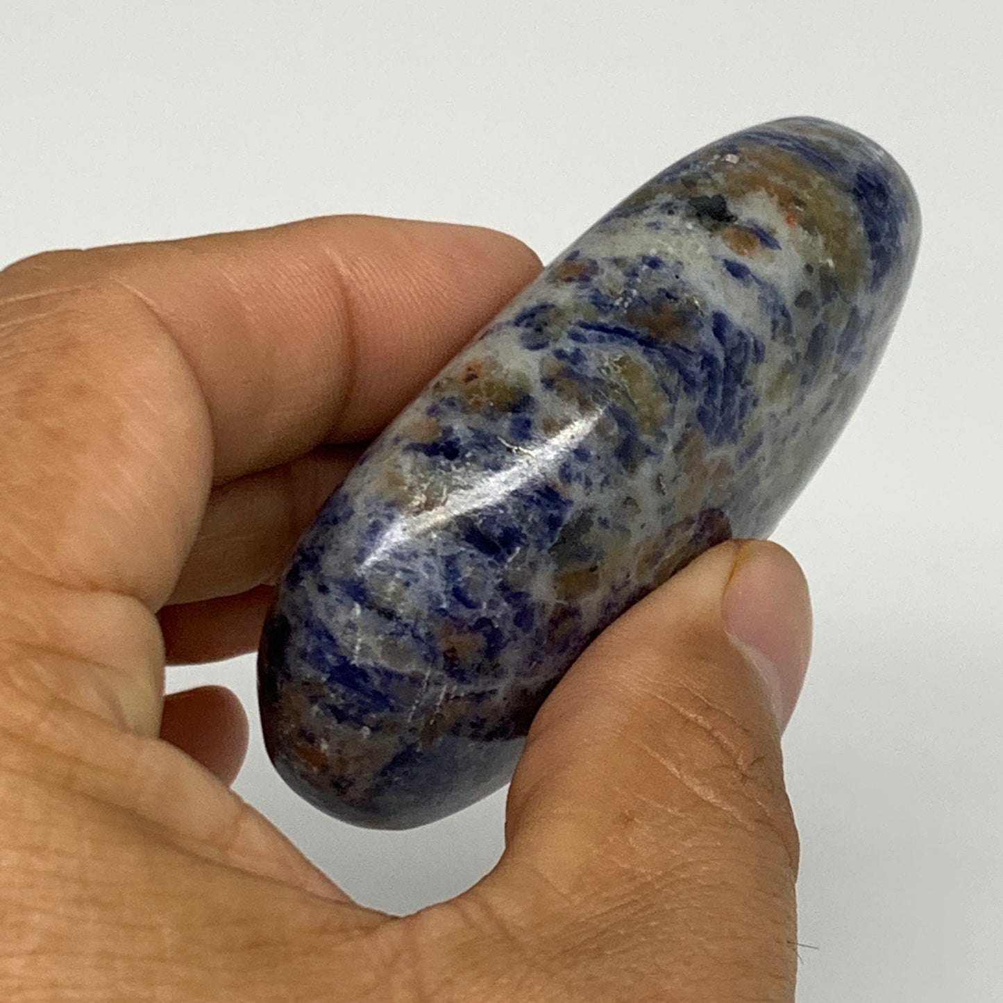 97.9g, 2.7"x1.6"x0.8", Sodalite Palm-Stone Crystal Polished Handmade, B21755