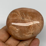 140.9g,2.4"x2.1"x1.2", Peach Moonstone Palm-Stone Polished Reiki Crystal, B15500
