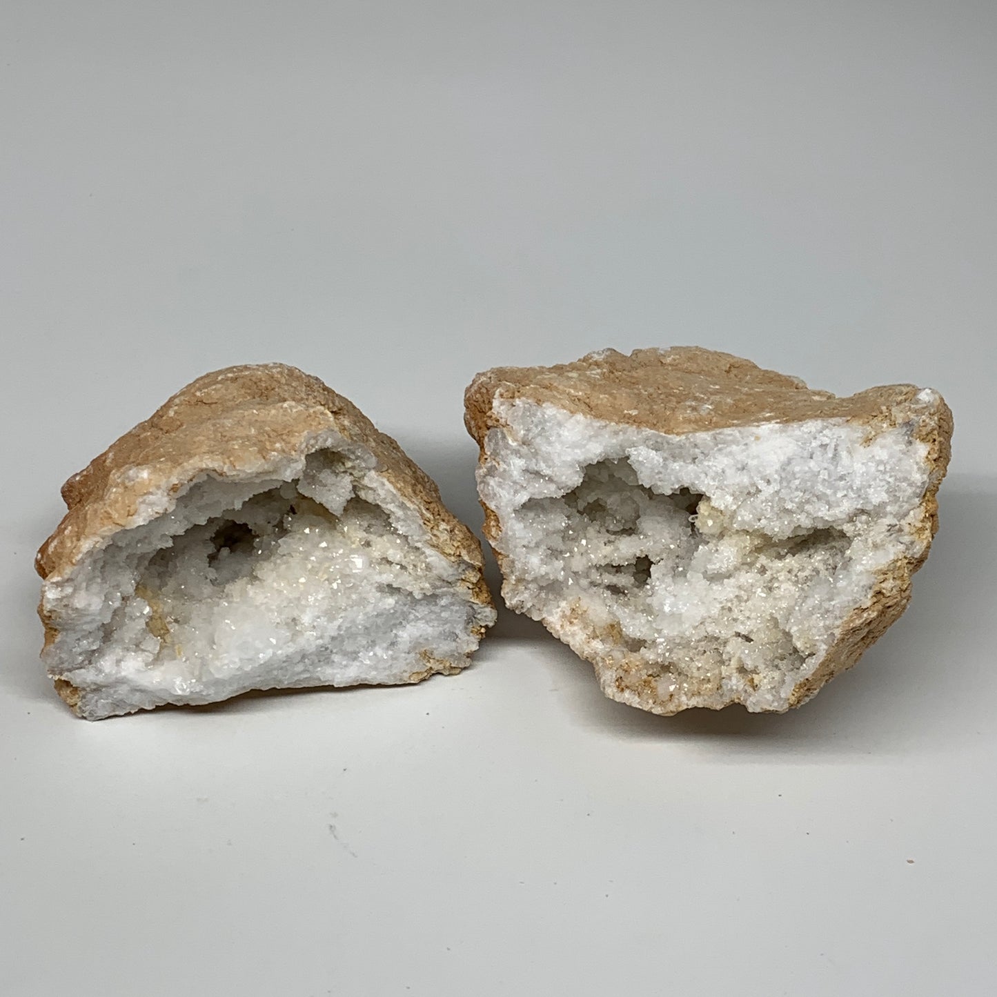 2Lbs,5.7"x4.4"x2.5", 1 Pair, Natural Quartz Geodes Sculpture @Morocco,B10551
