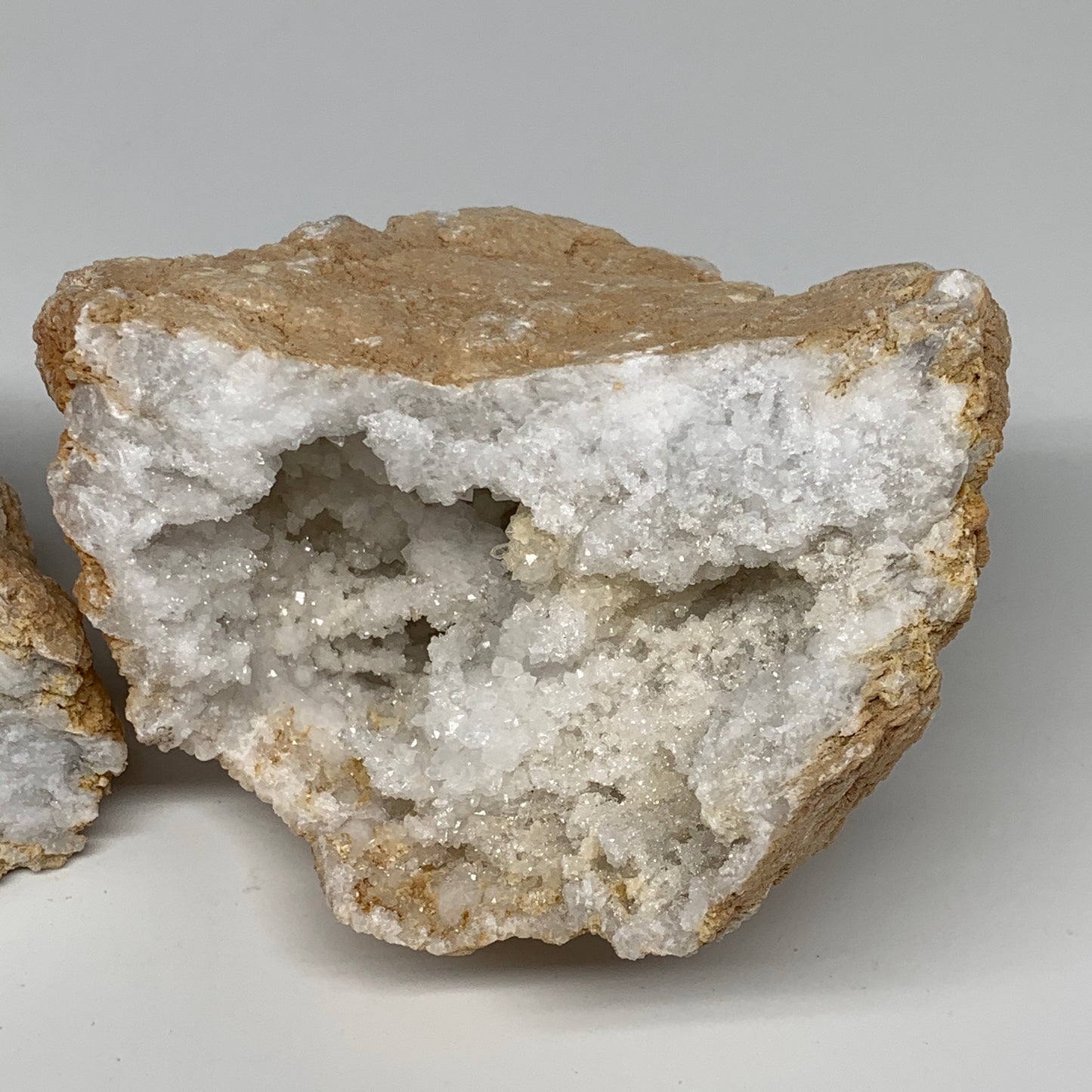 2Lbs,5.7"x4.4"x2.5", 1 Pair, Natural Quartz Geodes Sculpture @Morocco,B10551