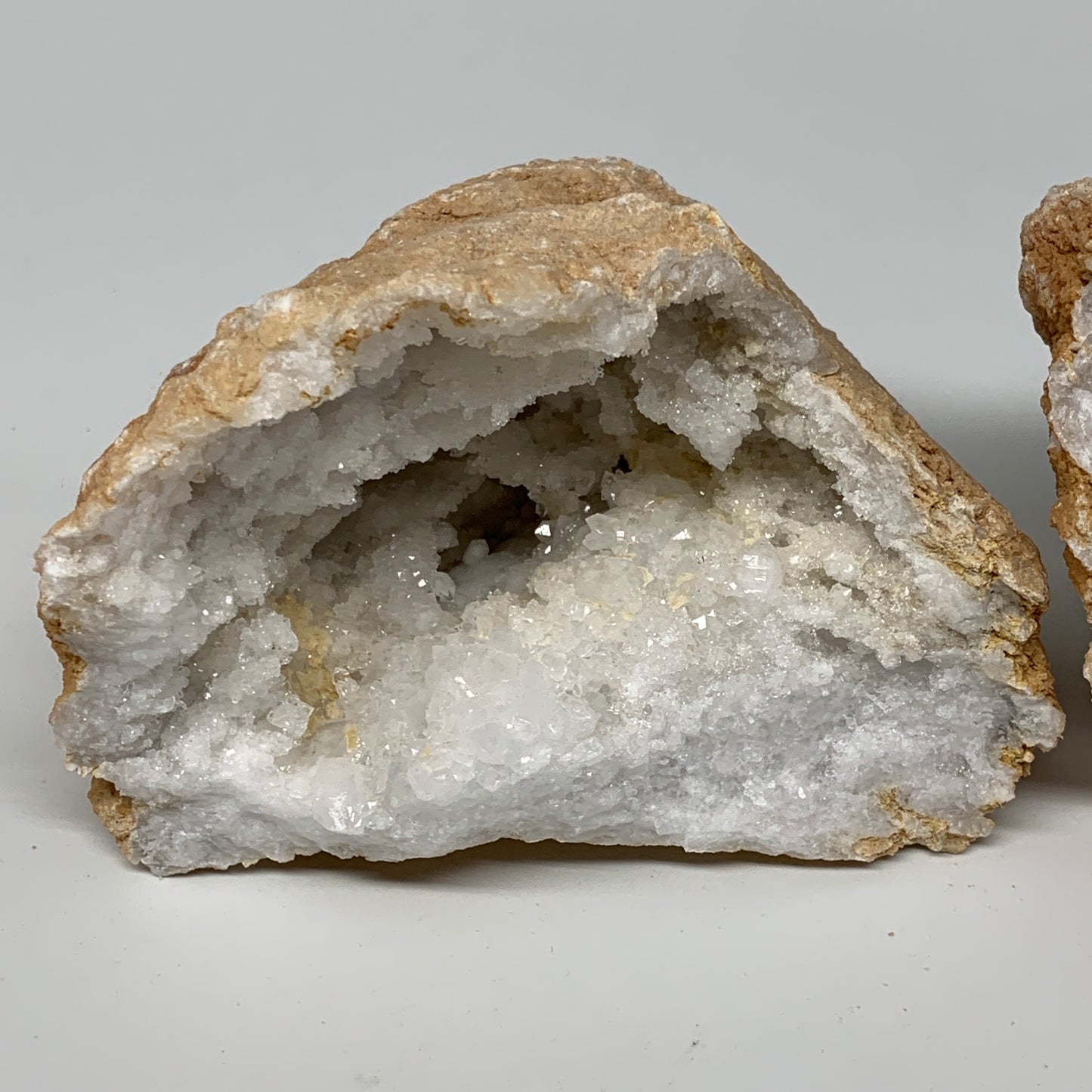 2Lbs,5.7"x4.4"x2.5", 1 Pair, Natural Quartz Geodes Sculpture @Morocco,B10551