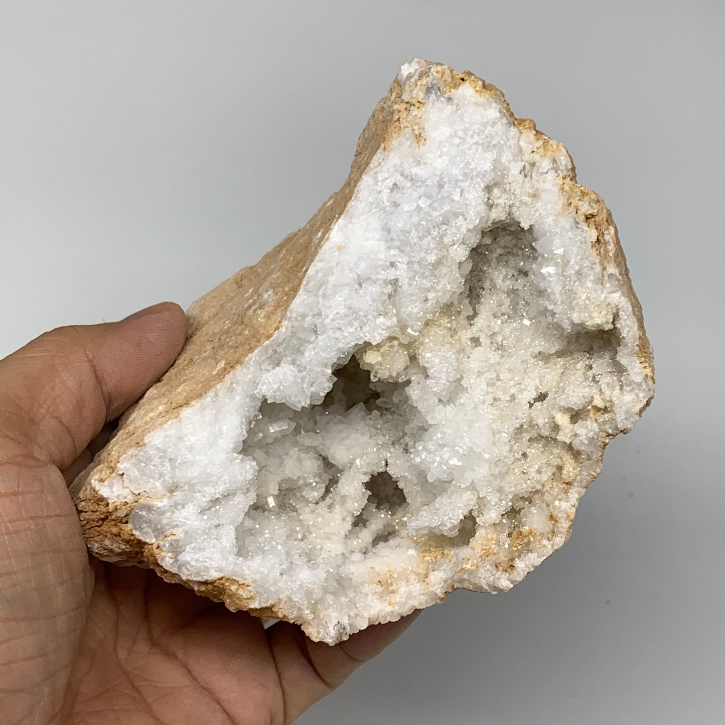 2Lbs,5.7"x4.4"x2.5", 1 Pair, Natural Quartz Geodes Sculpture @Morocco,B10551