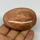 134.2g,2.7"x1.9"x1.1", Peach Moonstone Palm-Stone Polished Reiki Crystal, B15503