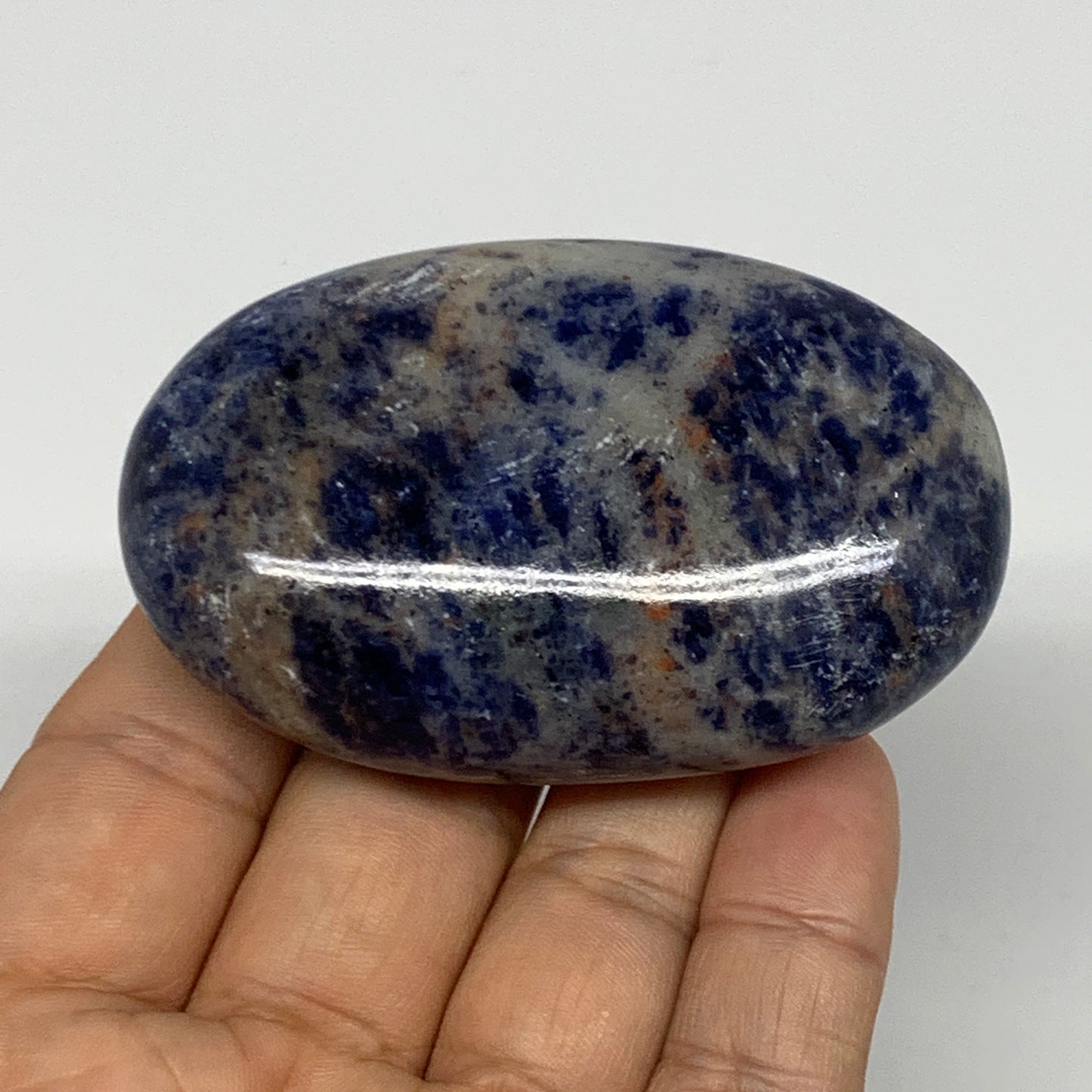 106.8g, 2.7"x1.7"x0.8", Sodalite Palm-Stone Crystal Polished Handmade, B21759
