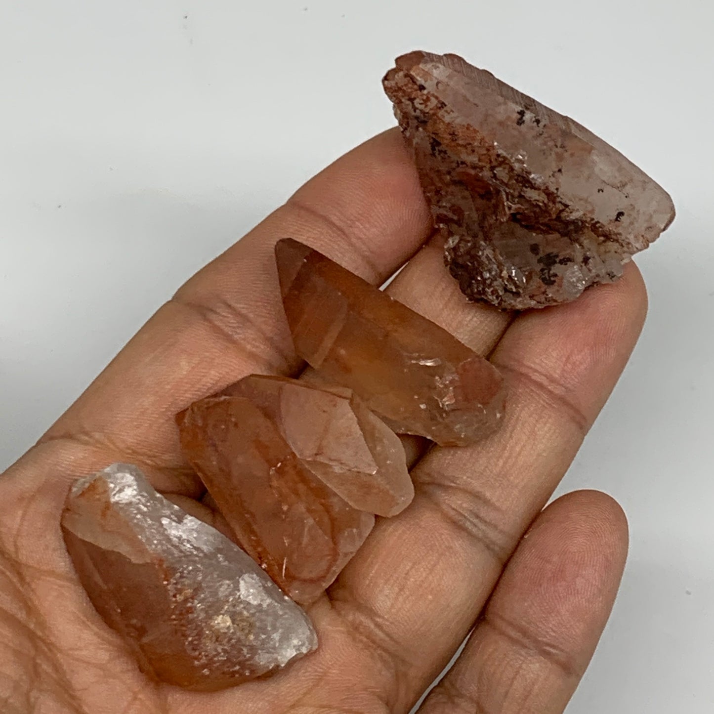 48.8g, 1.3"-1.7", 4pcs, Natural Red Quartz Crystal Terminated @Morocco, B11357